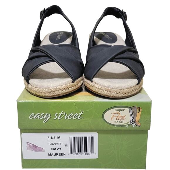 Easy Street Women Maureen Slingback Espadrille Sandals Size US 8.5M Navy Blue - Picture 6 of 6